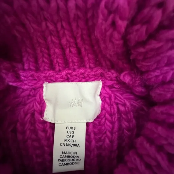 H&M Chunky Knit Turtleneck Sweater – Fuchsia / Magenta – Size S C033 - Picture 5 of 7